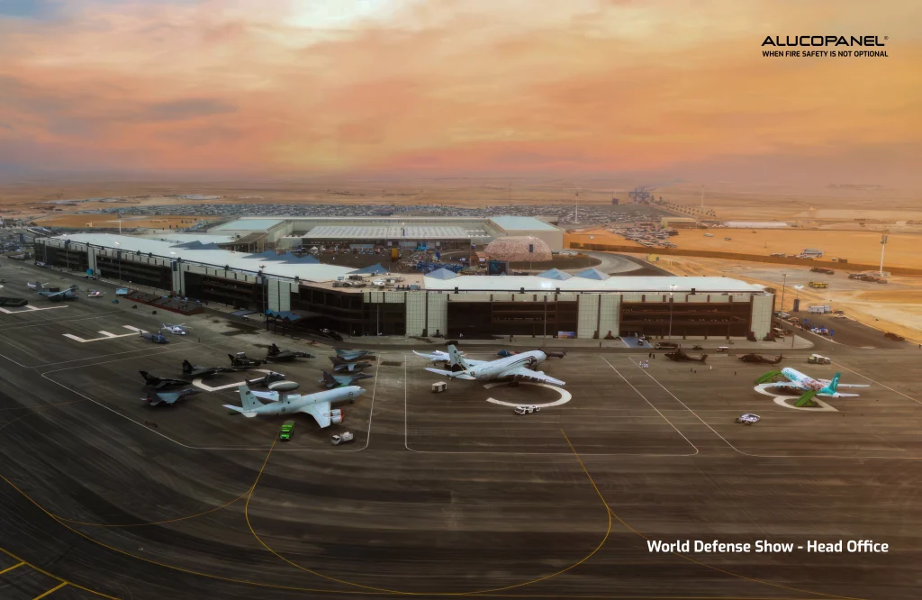 Architectural cladding with Alucopanel® FR at Saudi Arabia’s World Defense Show venue