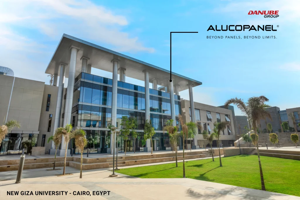 New Giza University Cairo façade clad with Alucopanel® fire-safe aluminium composite panels