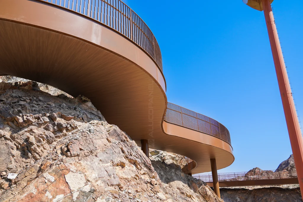 Architectural elevation of Hatta Dam ramp with Alucopanel finish.